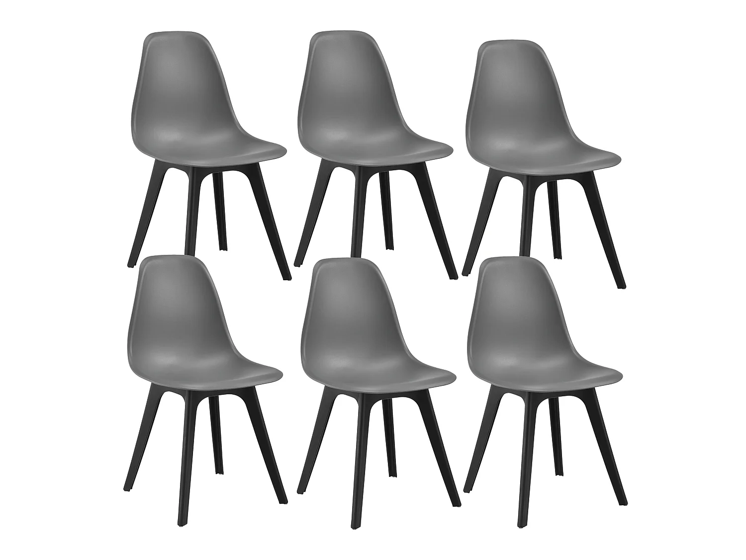 Set de 6 Chaises de Salle à Manger Brevik Plastique 83 x 54 x 48 cm Gris et Noir [en.casa]