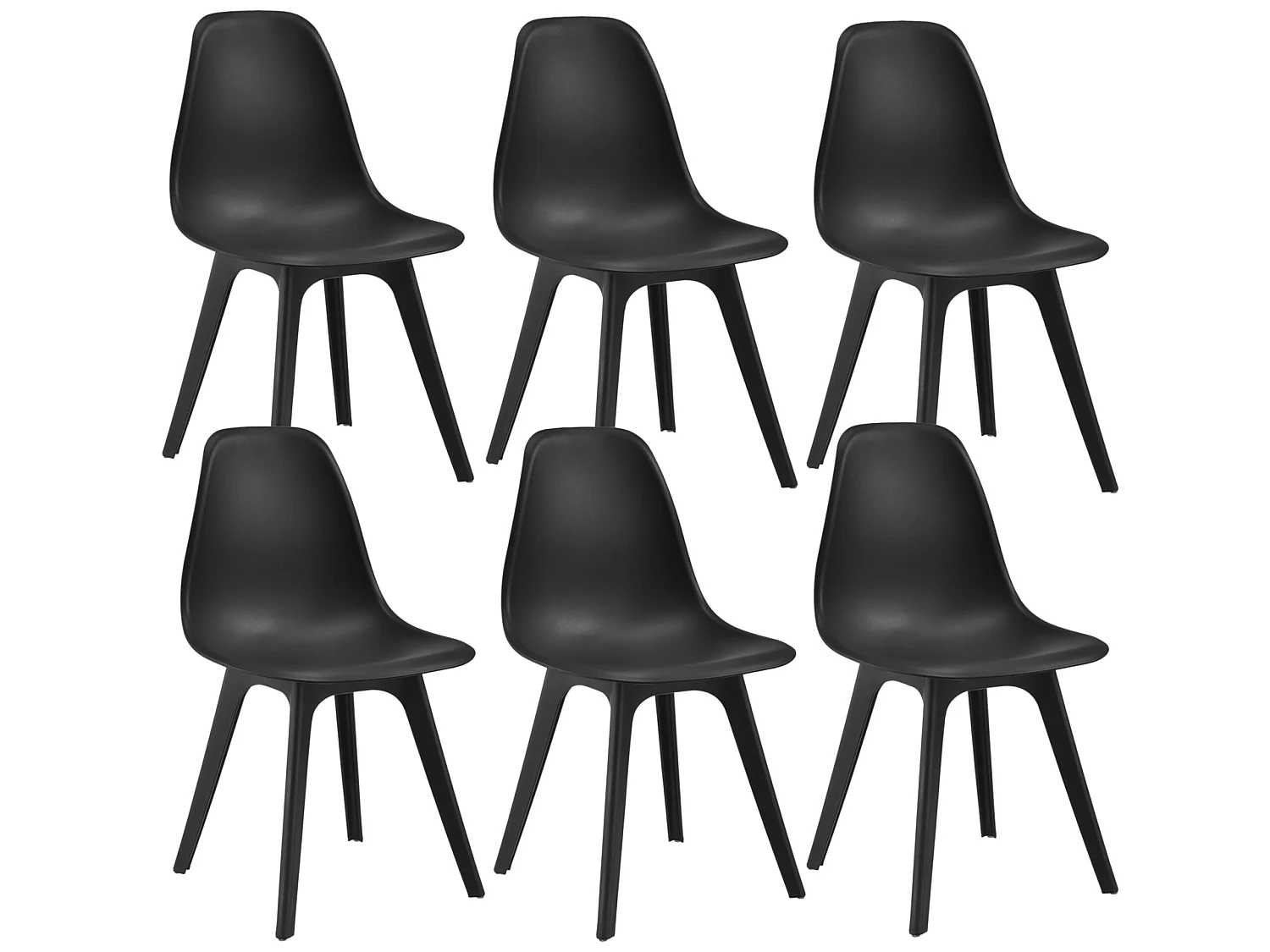 Set de 6 Chaises de Salle à Manger Brevik Plastique 83 x 54 x 48 cm Noir [en.casa]