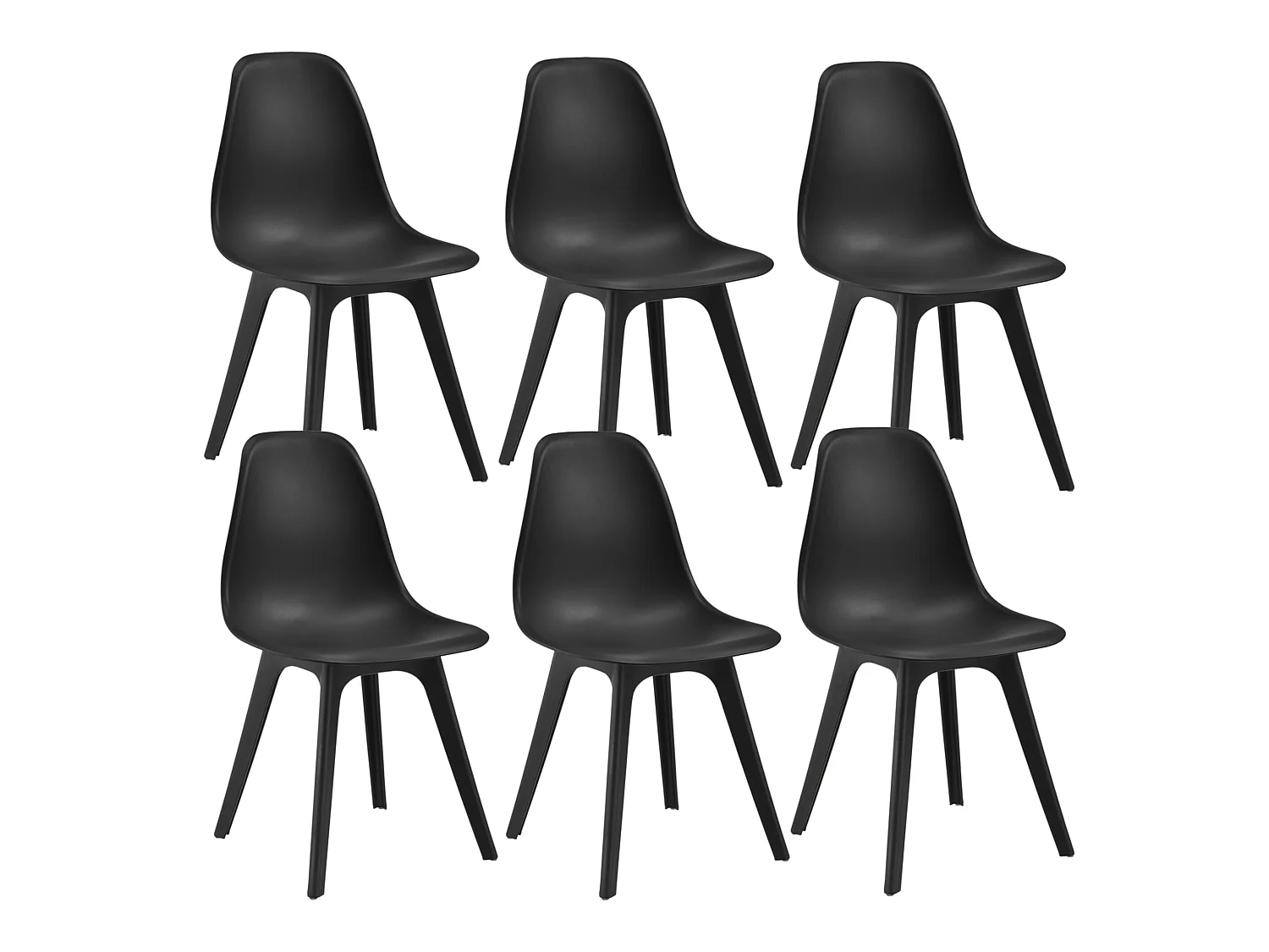 Set de 6 Chaises de Salle à Manger Brevik Plastique 83 x 54 x 48 cm Noir [en.casa]