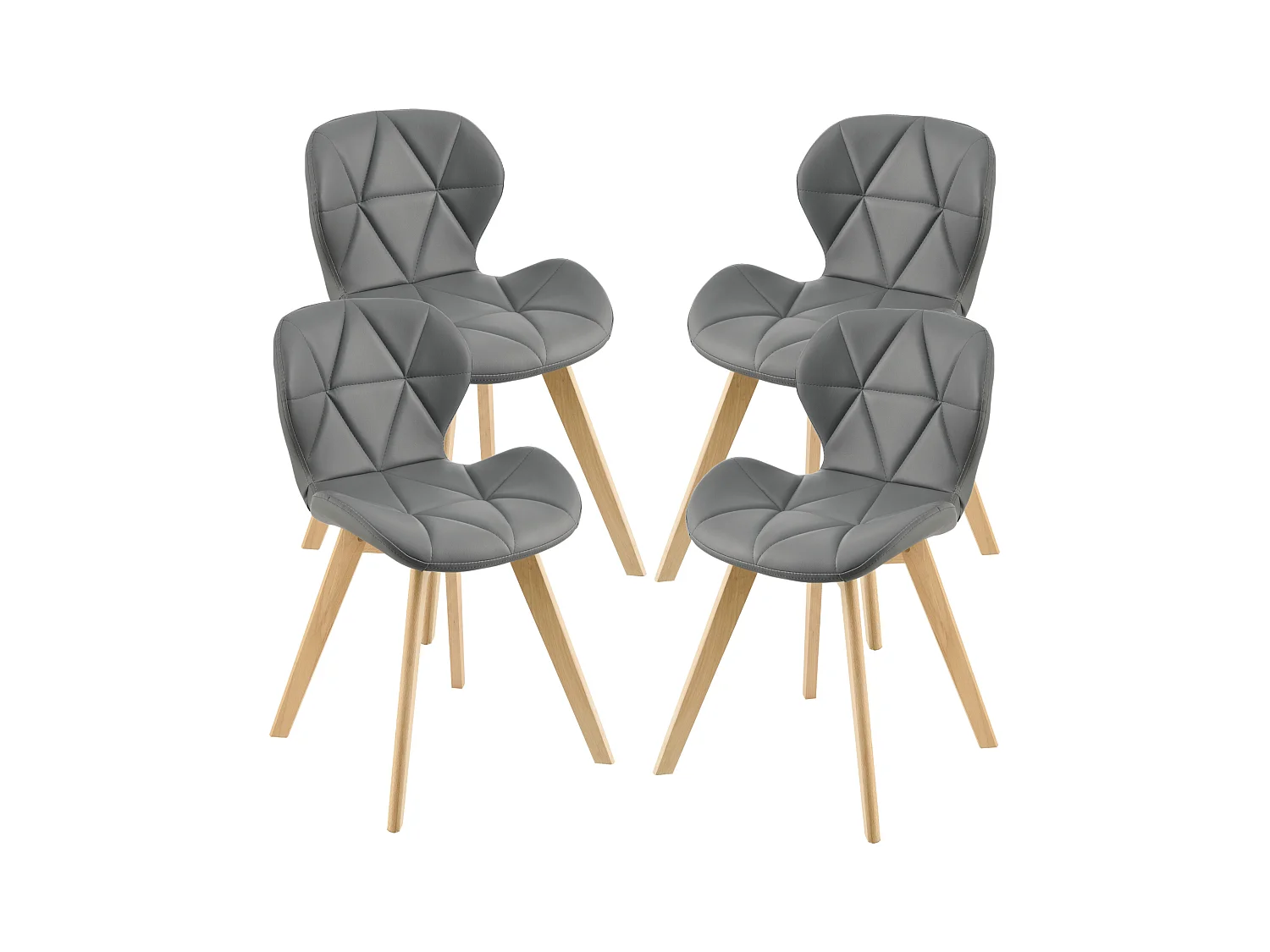 Lot de 4 Chaises Älmhult Similicuir 78 x 47 x 52 cm Gris [en.casa]