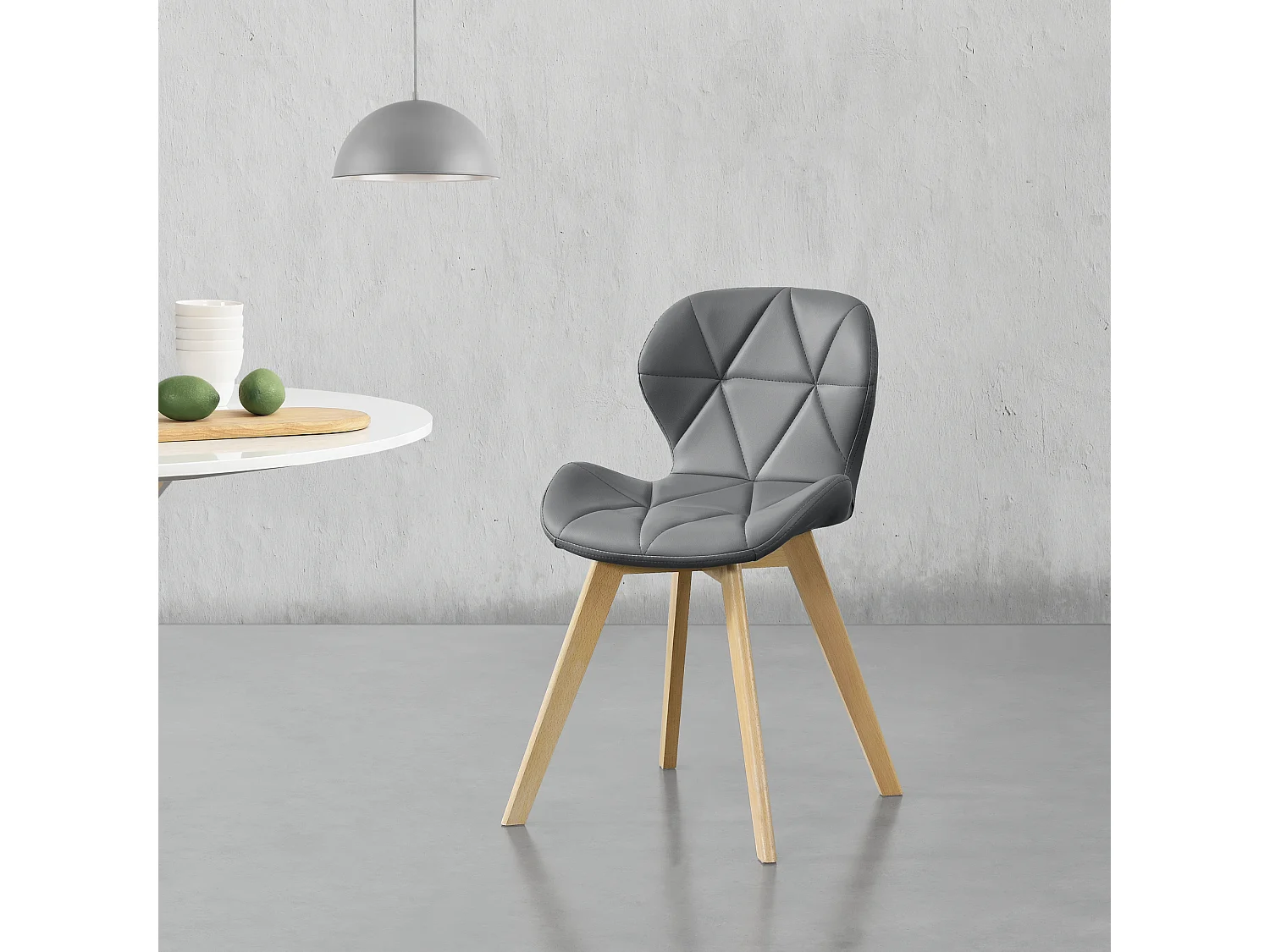 Lot de 4 Chaises Älmhult Similicuir 78 x 47 x 52 cm Gris [en.casa]