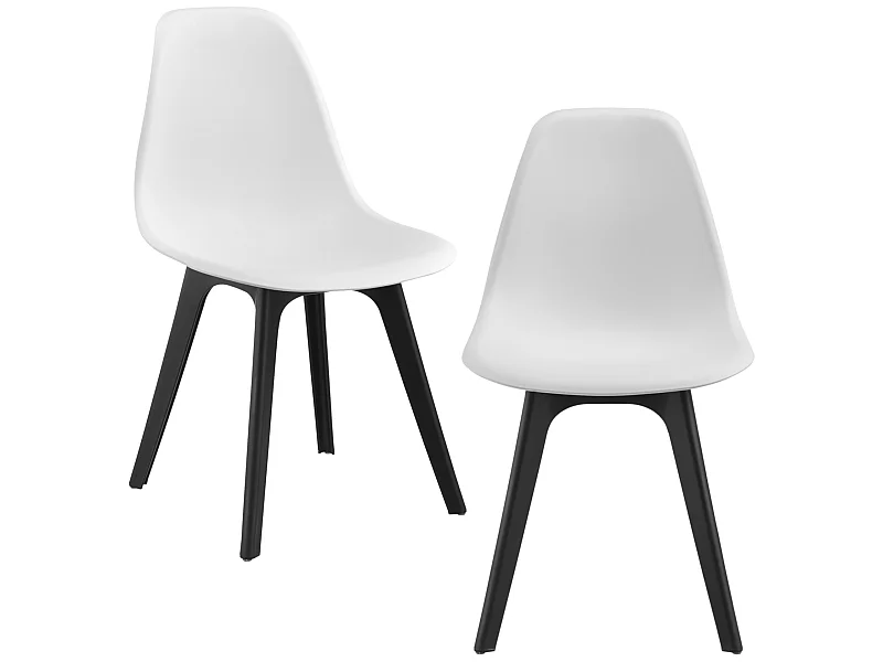 Set de 2 Chaises Brevik Plastique 83 x 54 x 48 cm Blanc Noir [en.casa]