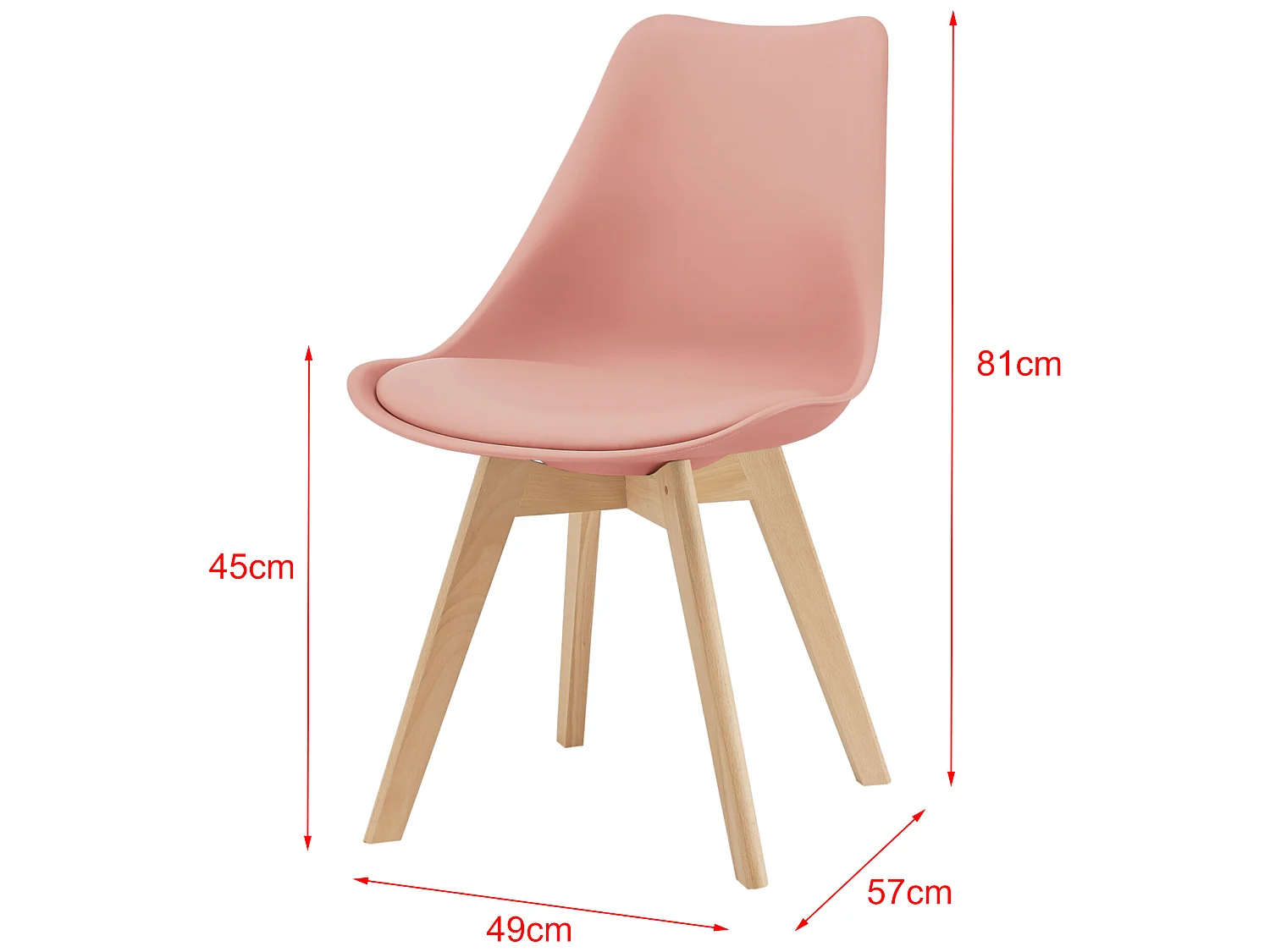 Lot de 4 Chaises de Salle à Manger Dubrovnik Simili Hêtre Rose [en.casa]