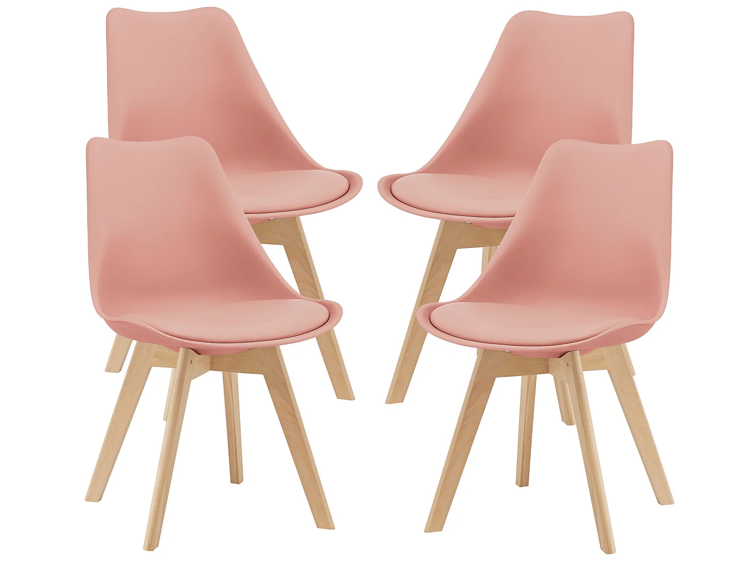 Lot de 4 Chaises de Salle à Manger Dubrovnik Simili Hêtre Rose [en.casa]