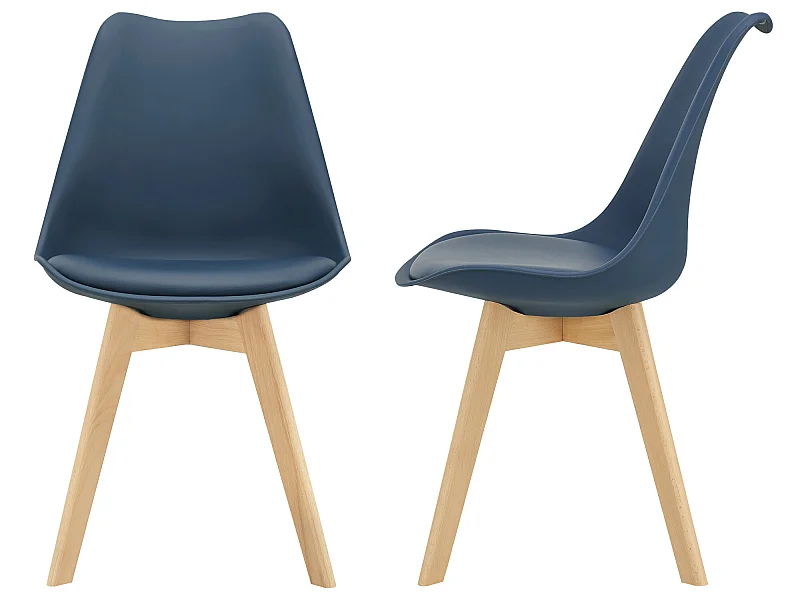 Lot de 2 Chaises de Salle à Manger Dubrovnik Simili Hêtre Bleu [en.casa]