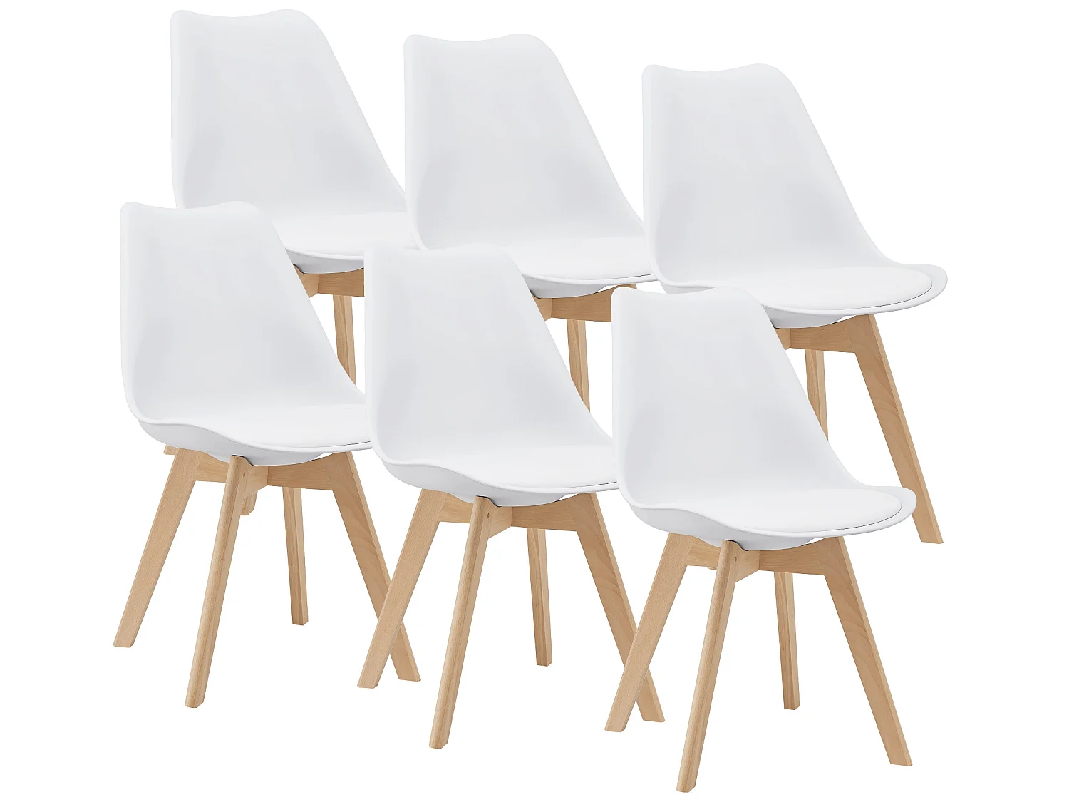 Lot de 6 Chaises de Salle à Manger Dubrovnik Simili Hêtre Blanc [en.casa]