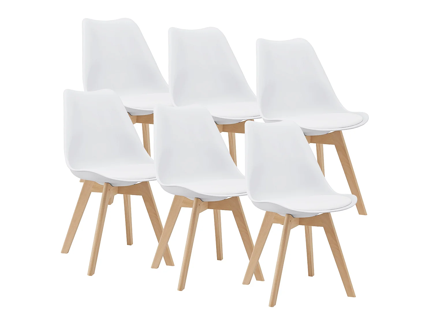Lot de 6 Chaises de Salle à Manger Dubrovnik Simili Hêtre Blanc [en.casa]