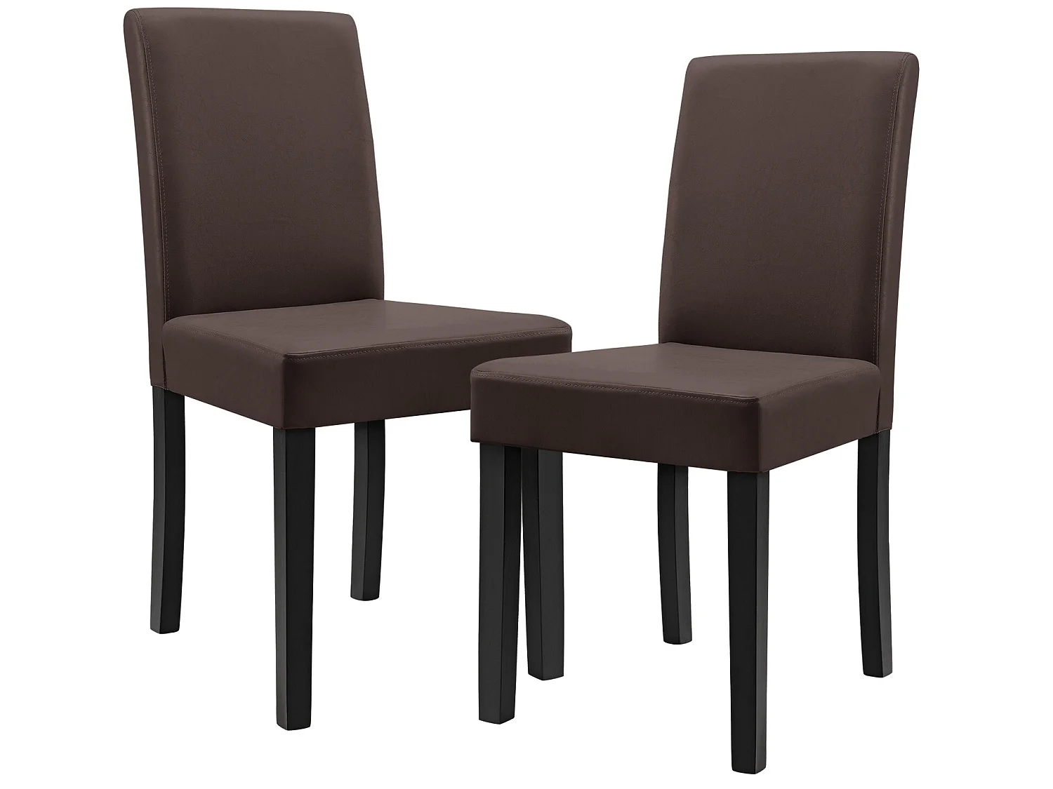 Kit de 2 Chaises Bois Simili 90 x 42 x 48 cm Marron Mat [en.casa]