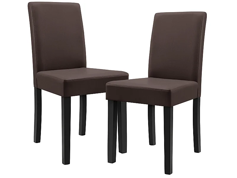 Kit de 2 Chaises Bois Simili 90 x 42 x 48 cm Marron Mat [en.casa]