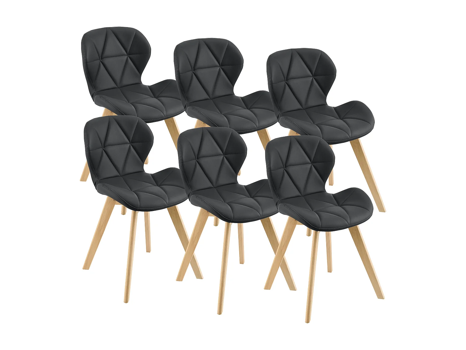 Lot de 6 Chaises Älmhult Similicuir 78 x 47 x 52 cm Noir [en.casa]