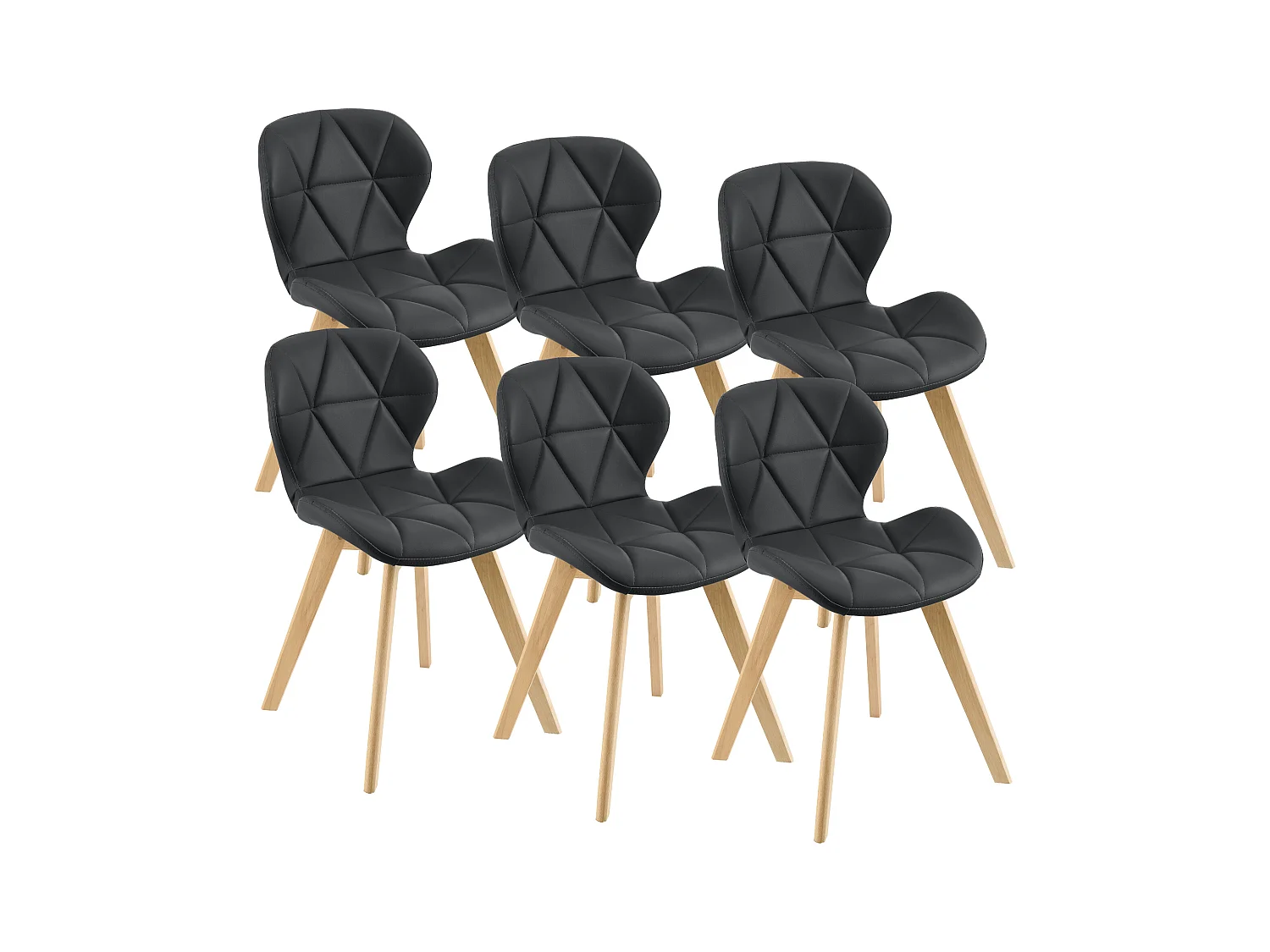 Lot de 6 Chaises Älmhult Similicuir 78 x 47 x 52 cm Noir [en.casa]