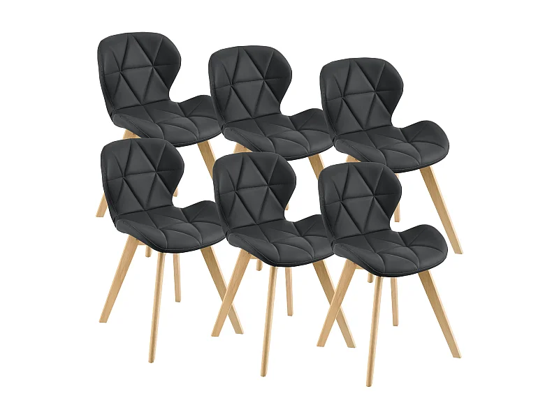 Lot de 6 Chaises Älmhult Similicuir 78 x 47 x 52 cm Noir [en.casa]