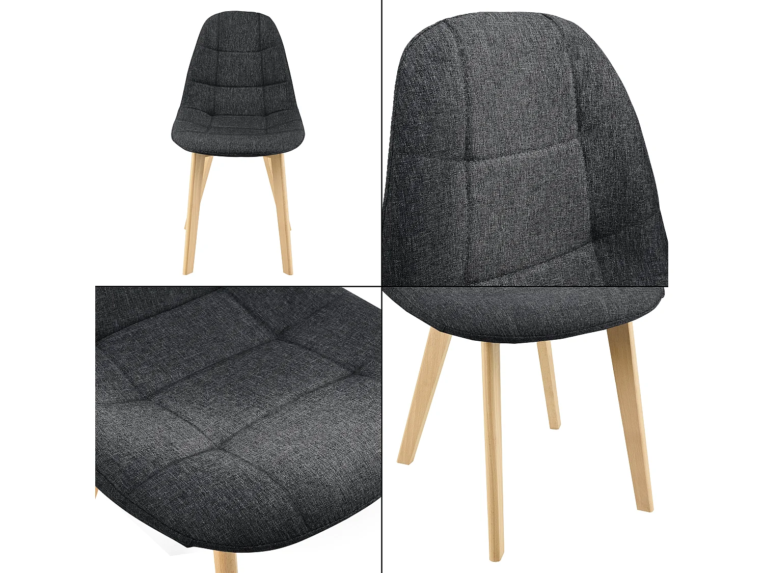 Lot de 2 Chaises de Salle à Manger Kopparberg 86 x 53 x 47 cm Noir [en.casa]