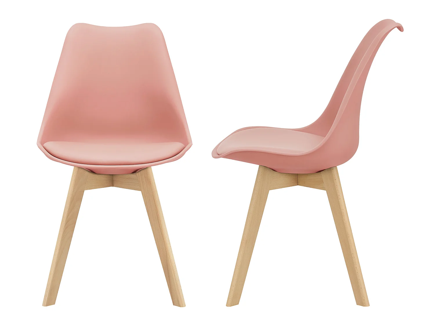 Lot de 2 Chaises de Salle à Manger Dubrovnik Simili Hêtre Rose [en.casa]