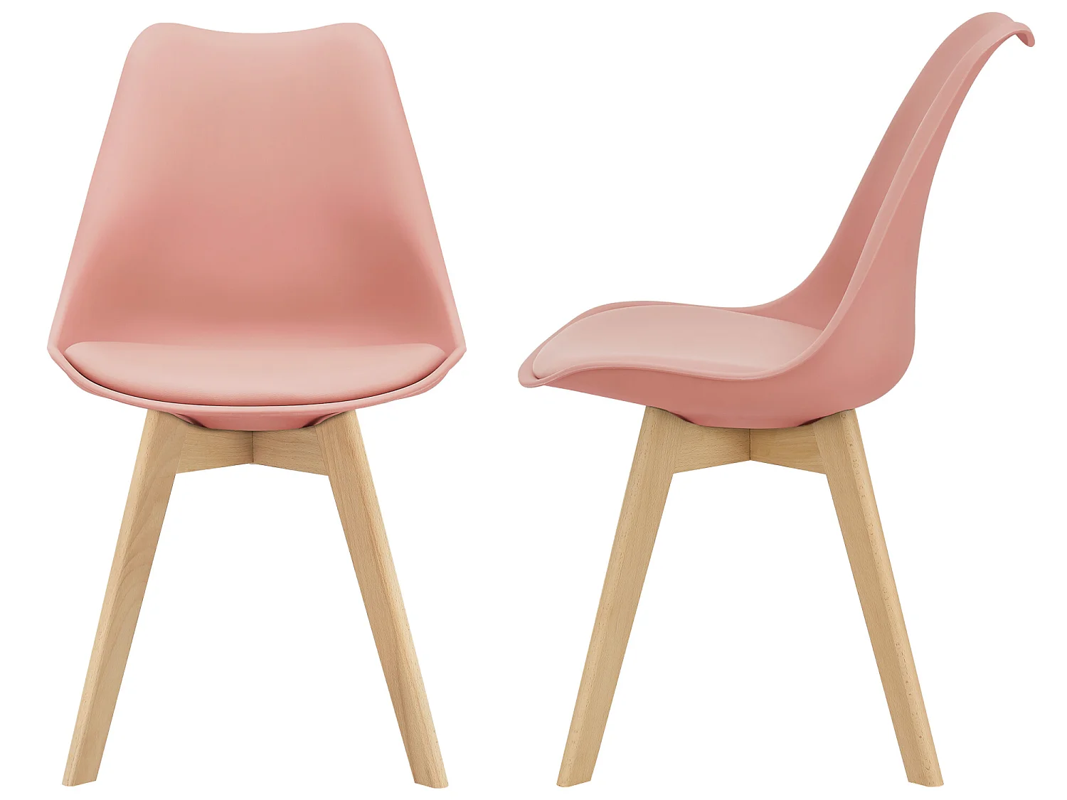 Lot de 2 Chaises de Salle à Manger Dubrovnik Simili Hêtre Rose [en.casa]