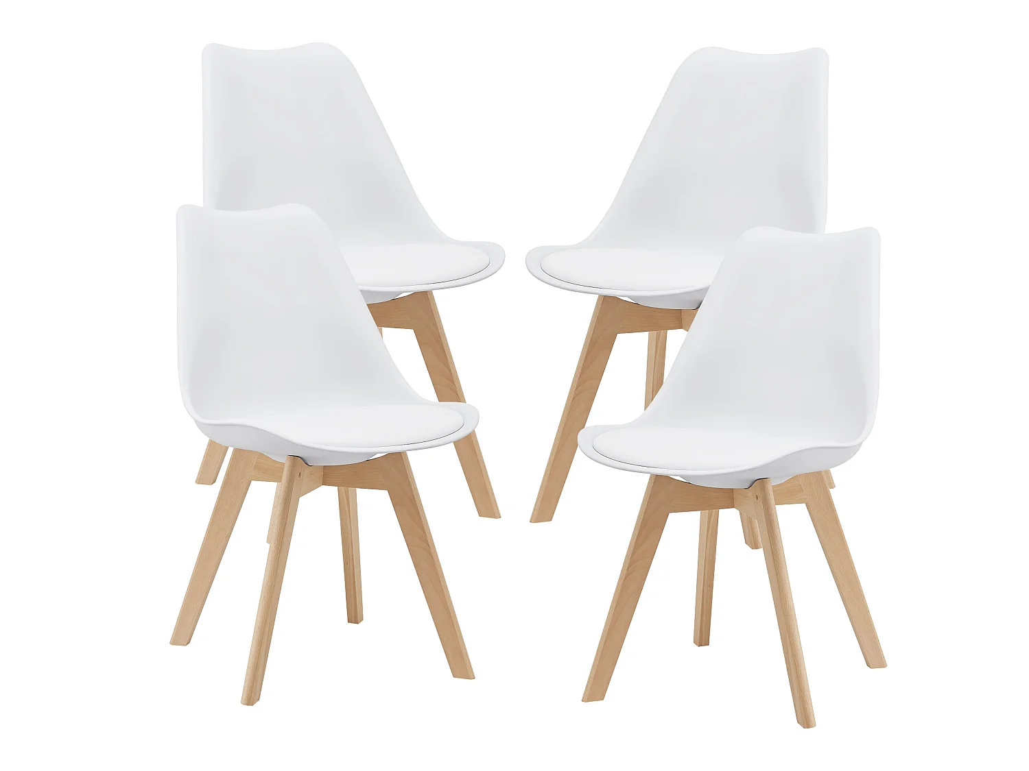 Lot de 4 Chaises de Salle à Manger Dubrovnik Simili Hêtre Blanc [en.casa]