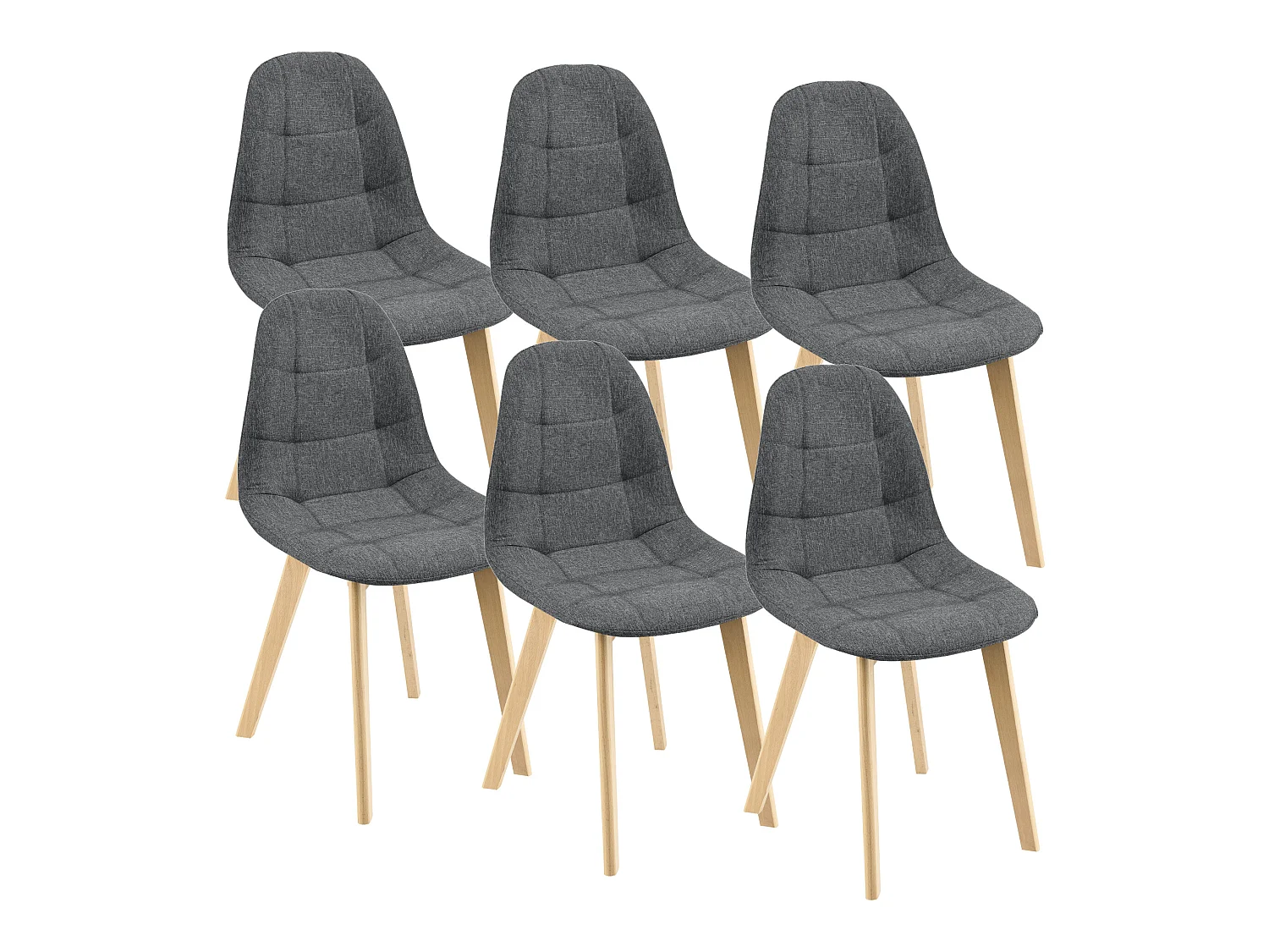 Lot de 6 Chaises de Salle à Manger Kopparberg 86 x 53 x 47 cm Polyester Bois Gris Foncé [en.casa]