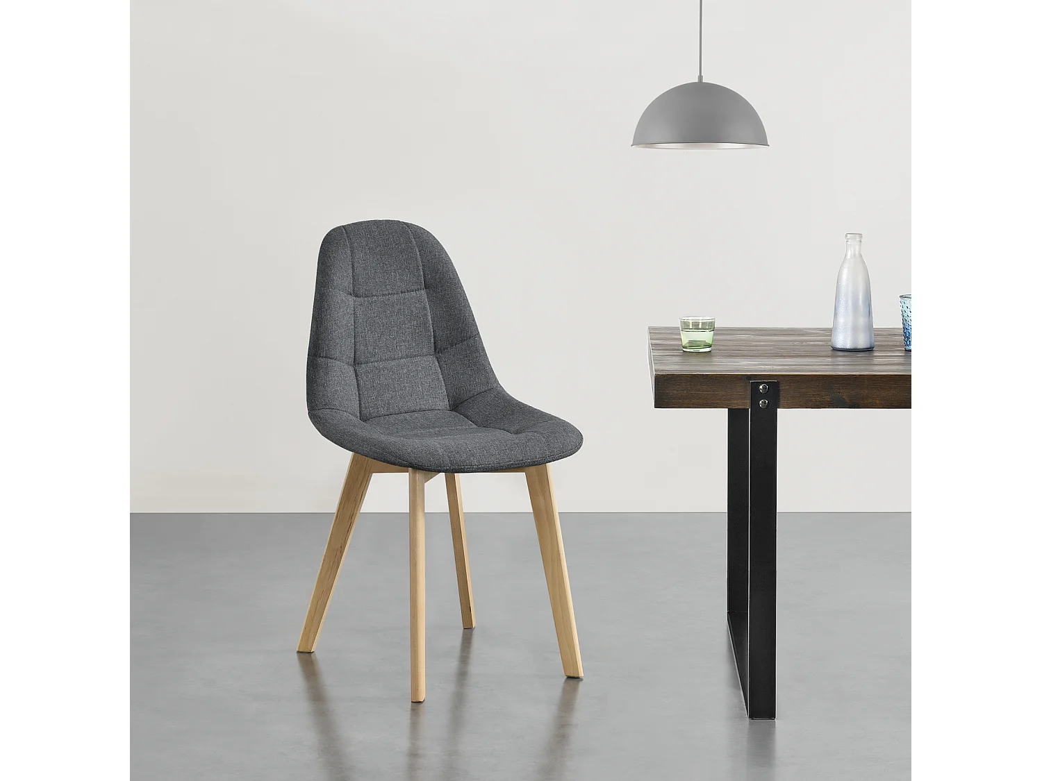 Lot de 6 Chaises de Salle à Manger Kopparberg 86 x 53 x 47 cm Polyester Bois Gris Foncé [en.casa]