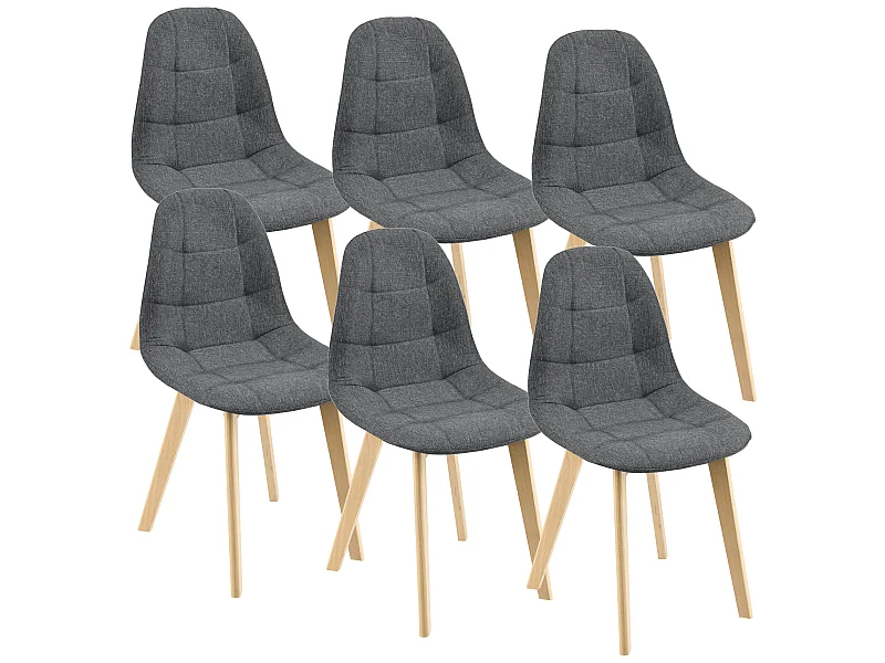 Lot de 6 Chaises de Salle à Manger Kopparberg 86 x 53 x 47 cm Polyester Bois Gris Foncé [en.casa]
