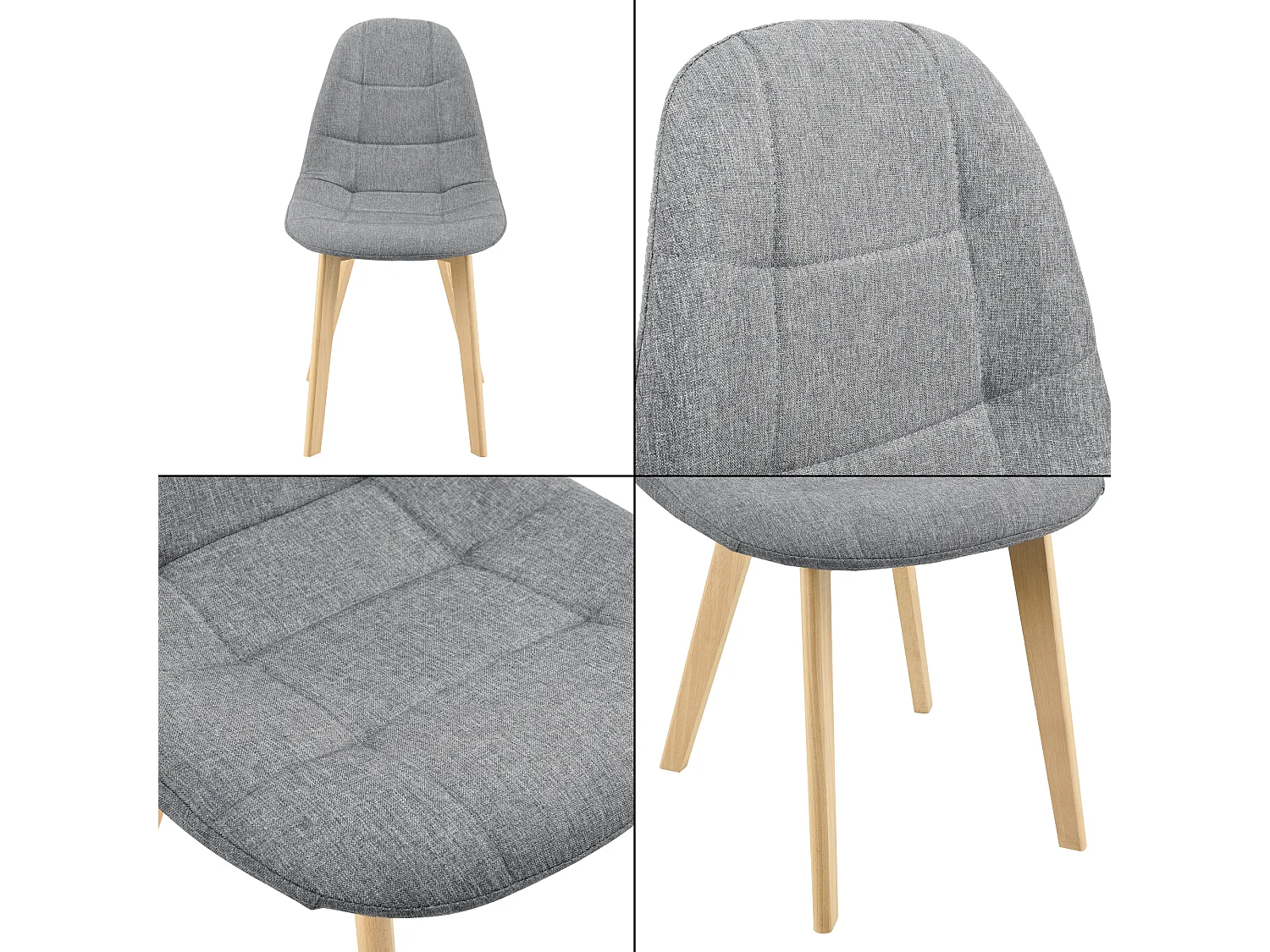 Lot de 2 Chaises de Salle à Manger Kopparberg 86 x 53 x 47 cm Gris Clair [en.casa]