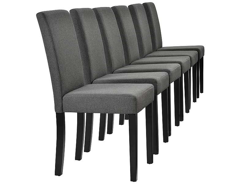 Set de 6 Chaises Rembourrées Den Haag Polyester Gris Foncé [en.casa]