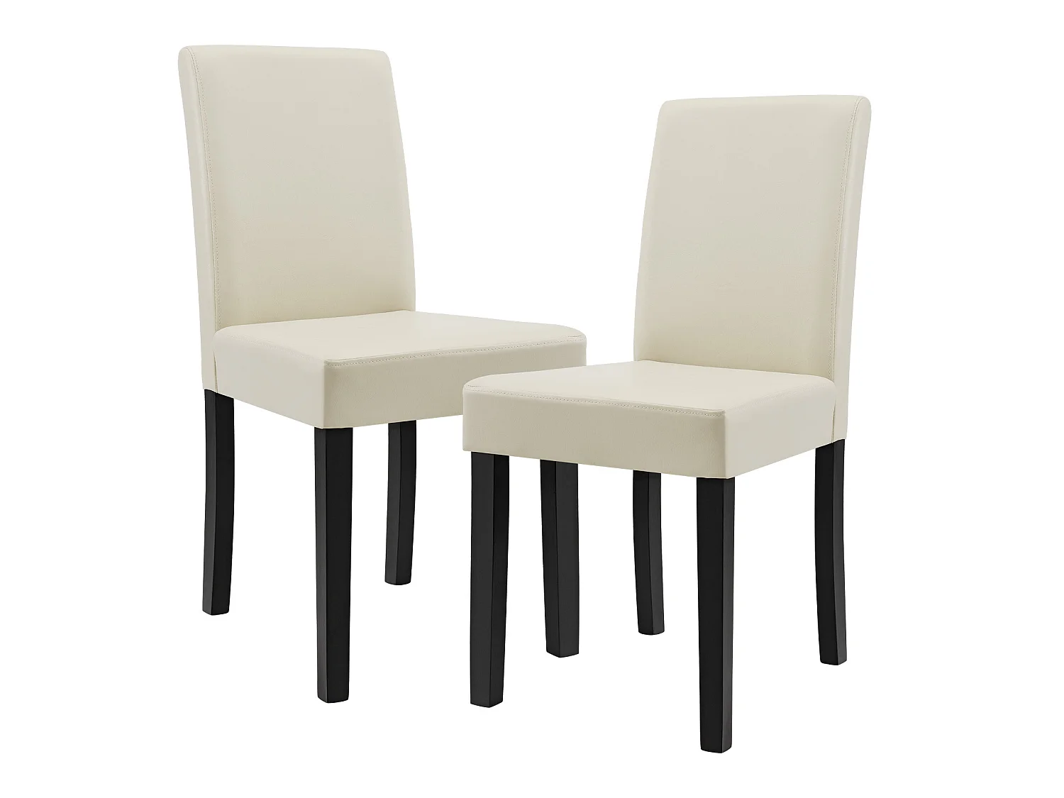 Kit de 2 Chaises Bois Simili 90 x 42 x 48 cm Crème - Ivoire [en.casa]