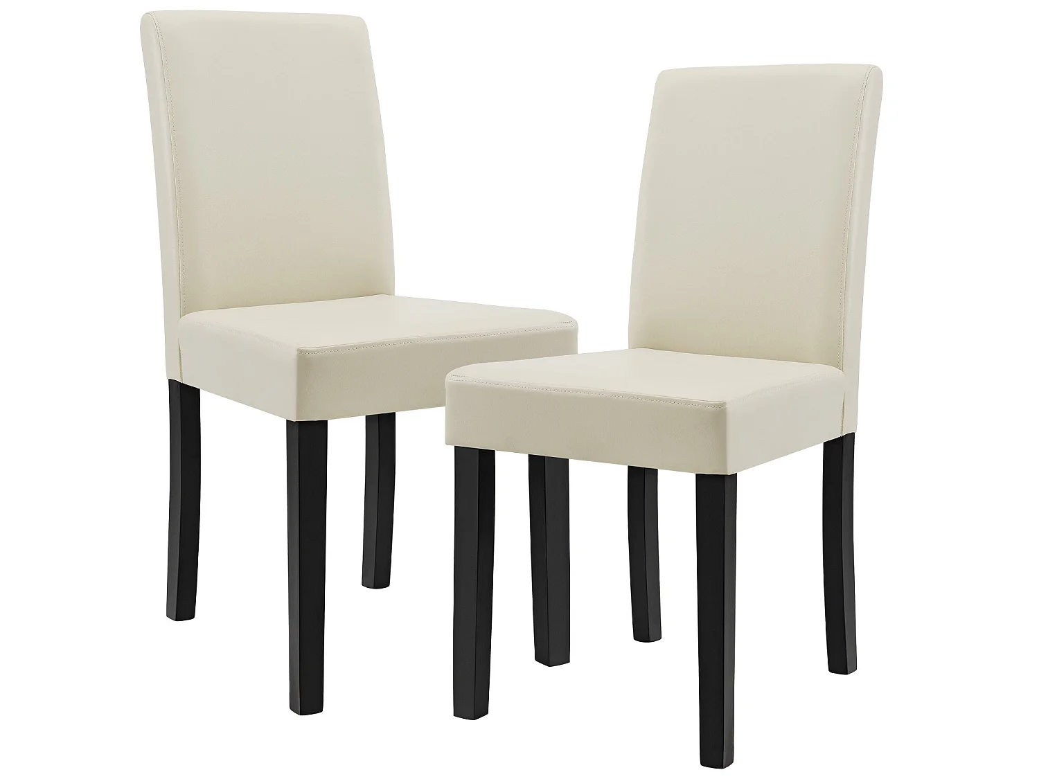 Kit de 2 Chaises Bois Simili 90 x 42 x 48 cm Crème - Ivoire [en.casa]