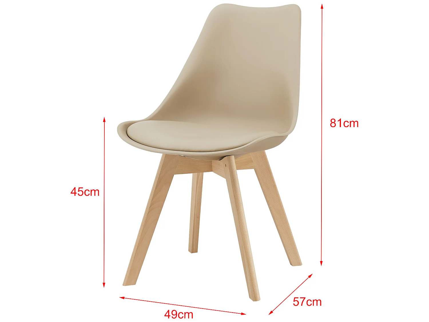 Lot de 4 Chaises de Salle à Manger Dubrovnik Simili Hêtre Beige [en.casa]