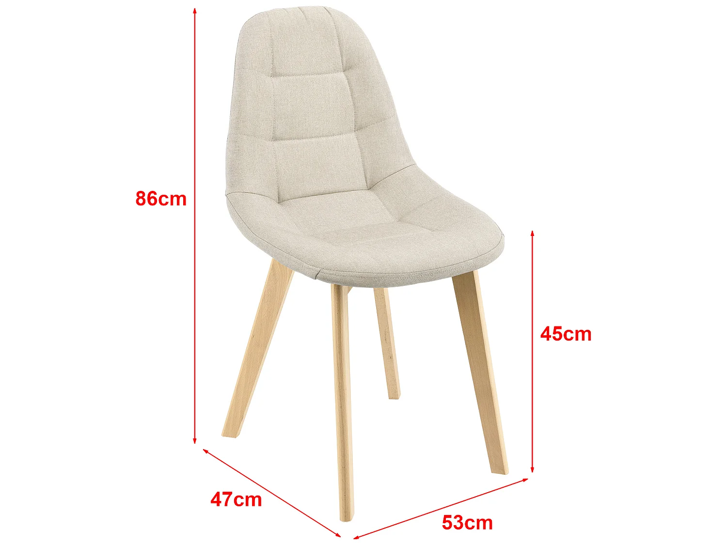 Lot de 4 Chaises de Salle à Manger Kopparberg 86 x 53 x 47 cm Beige [en.casa]