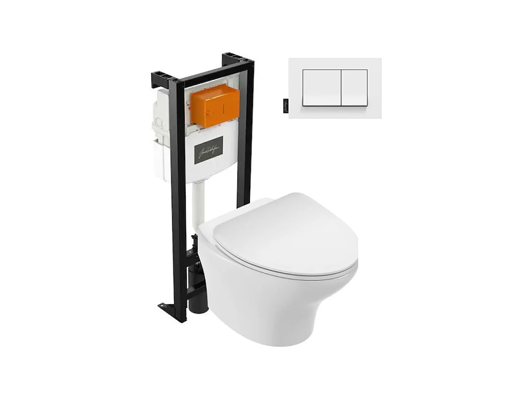 Pack WC suspendu sans bride JACOB DELAFON Nouvelle vague + bâti-support + plaque Blanc brillant