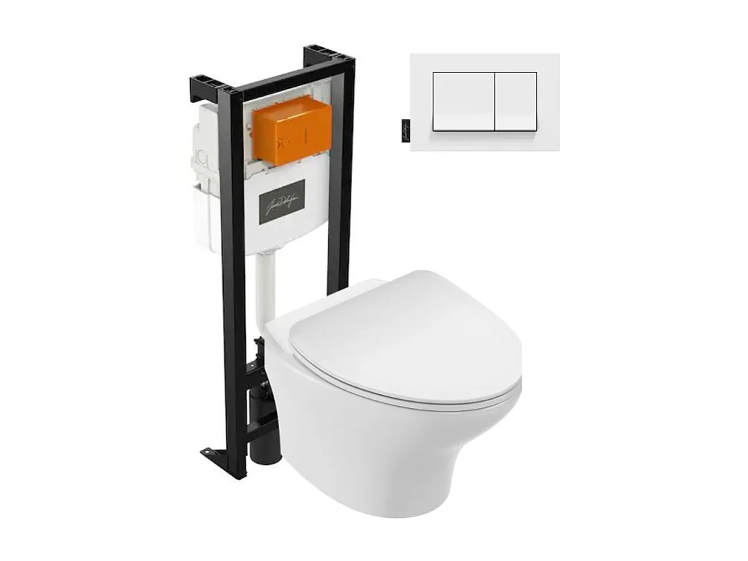Pack WC suspendu sans bride JACOB DELAFON Nouvelle vague + bâti-support + plaque Blanc brillant