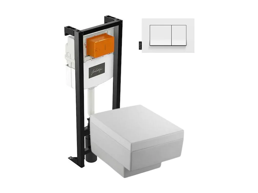 Pack WC suspendu JACOB DELAFON Terrace+ bâti-support + plaque Blanc brillant
