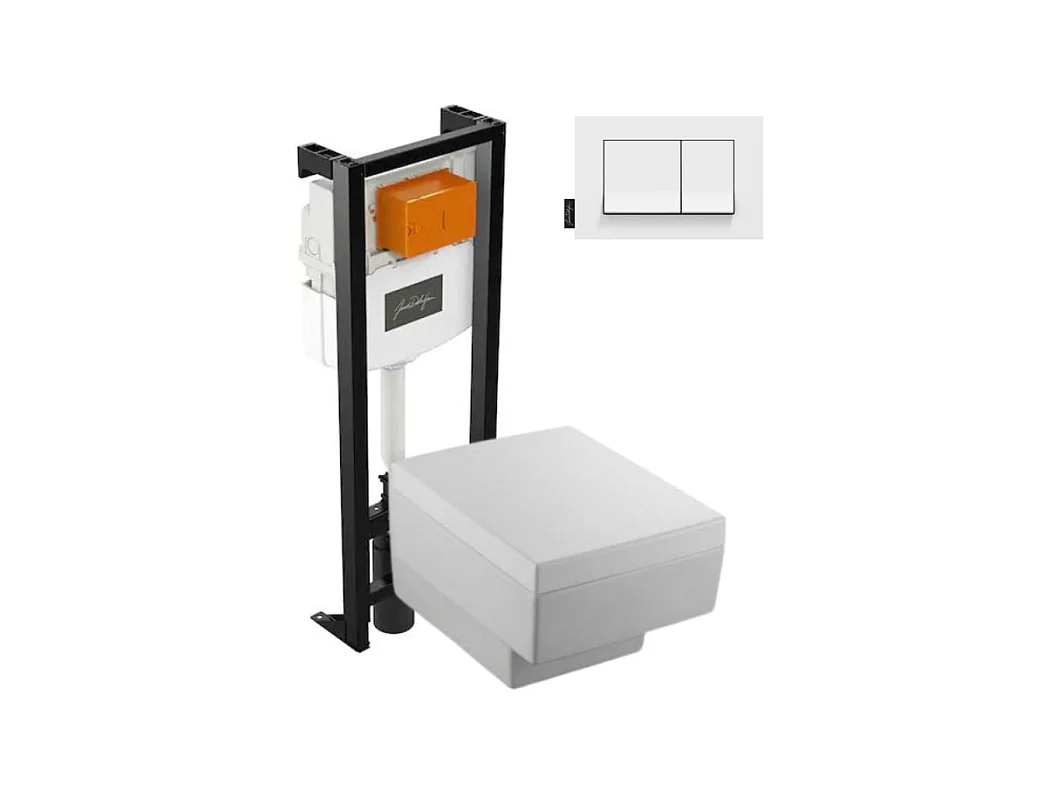 Pack WC suspendu JACOB DELAFON Terrace+ bâti-support + plaque Blanc brillant