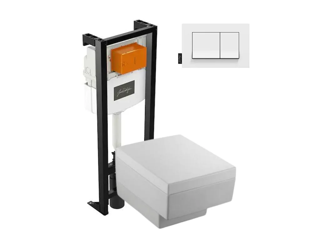 Pack WC suspendu JACOB DELAFON Terrace+ bâti-support + plaque Blanc brillant