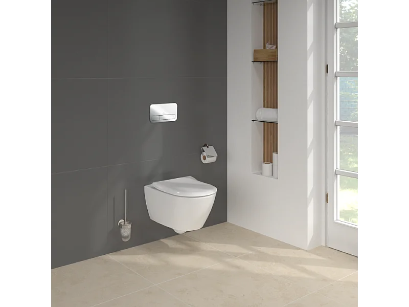 Pack WC sans bride VILLEROY ET BOCH Subway 2.0 abattant frein de chute + bâti-support sol et mur Viconnect PRO + plaque Chromé