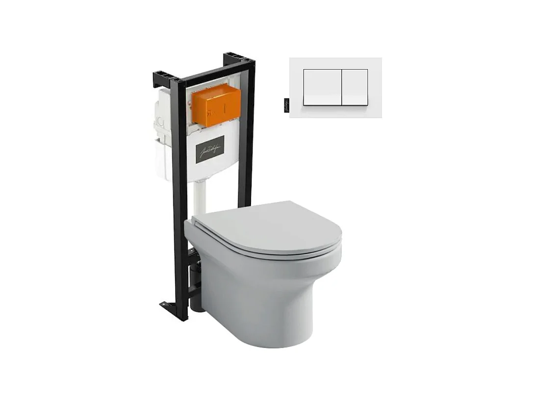 Pack WC suspendu sans bride  JACOB DELAFON Elite + bâti-support + plaque Blanc brillant