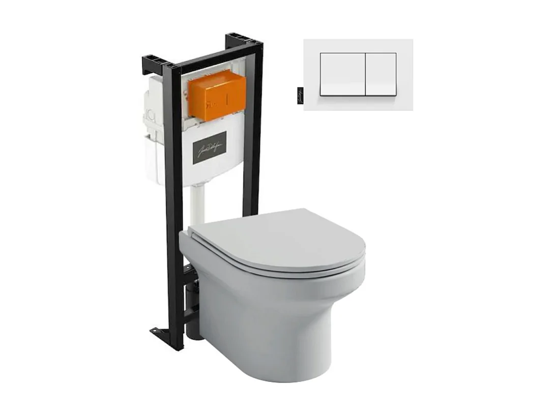 Pack WC suspendu sans bride  JACOB DELAFON Elite + bâti-support + plaque Blanc brillant