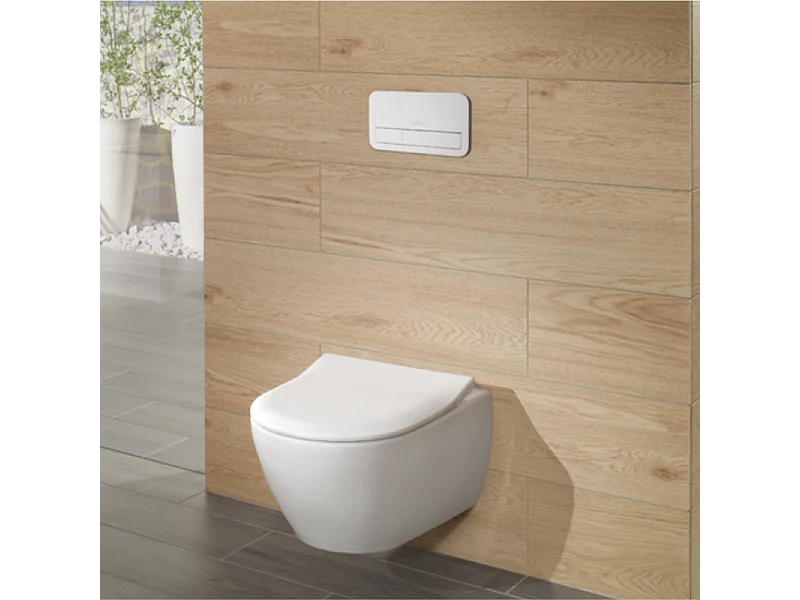 Pack WC sans bride VILLEROY ET BOCH Subway 2.0 avec abattant frein de chute + bâti Viconnect PRO + plaque noir mat