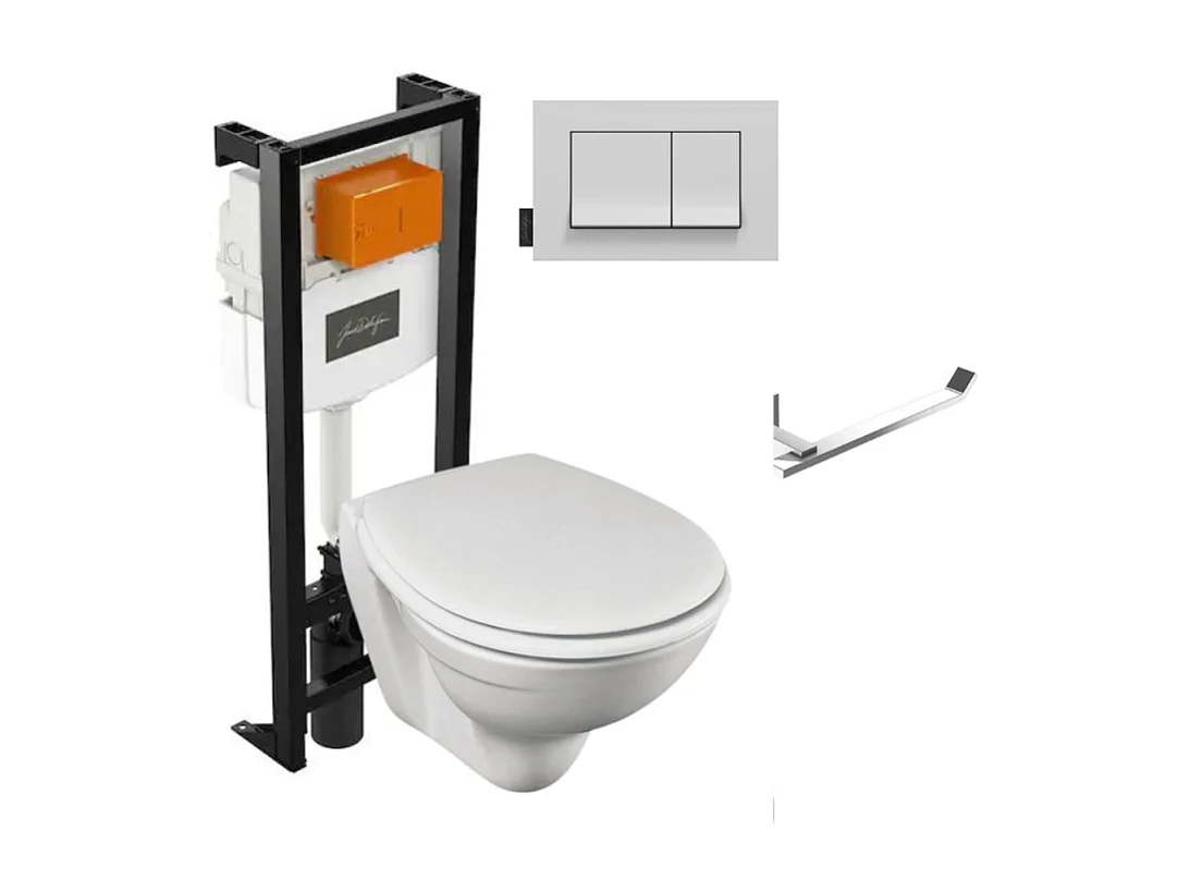 Pack WC suspendu sans bride JACOB DELAFON Patio + porte-rouleau Eo Moderne