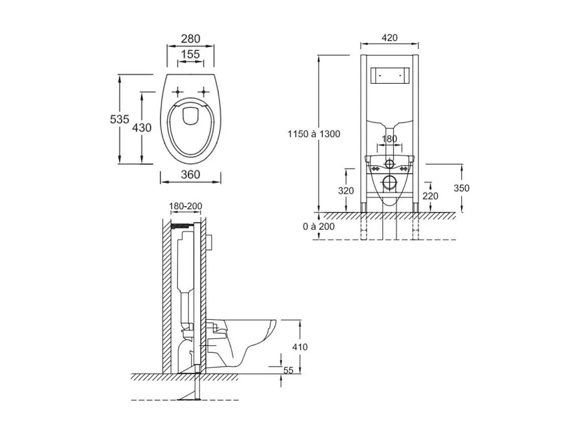 Pack WC suspendu sans bride JACOB DELAFON Patio + porte-rouleau Eo Moderne