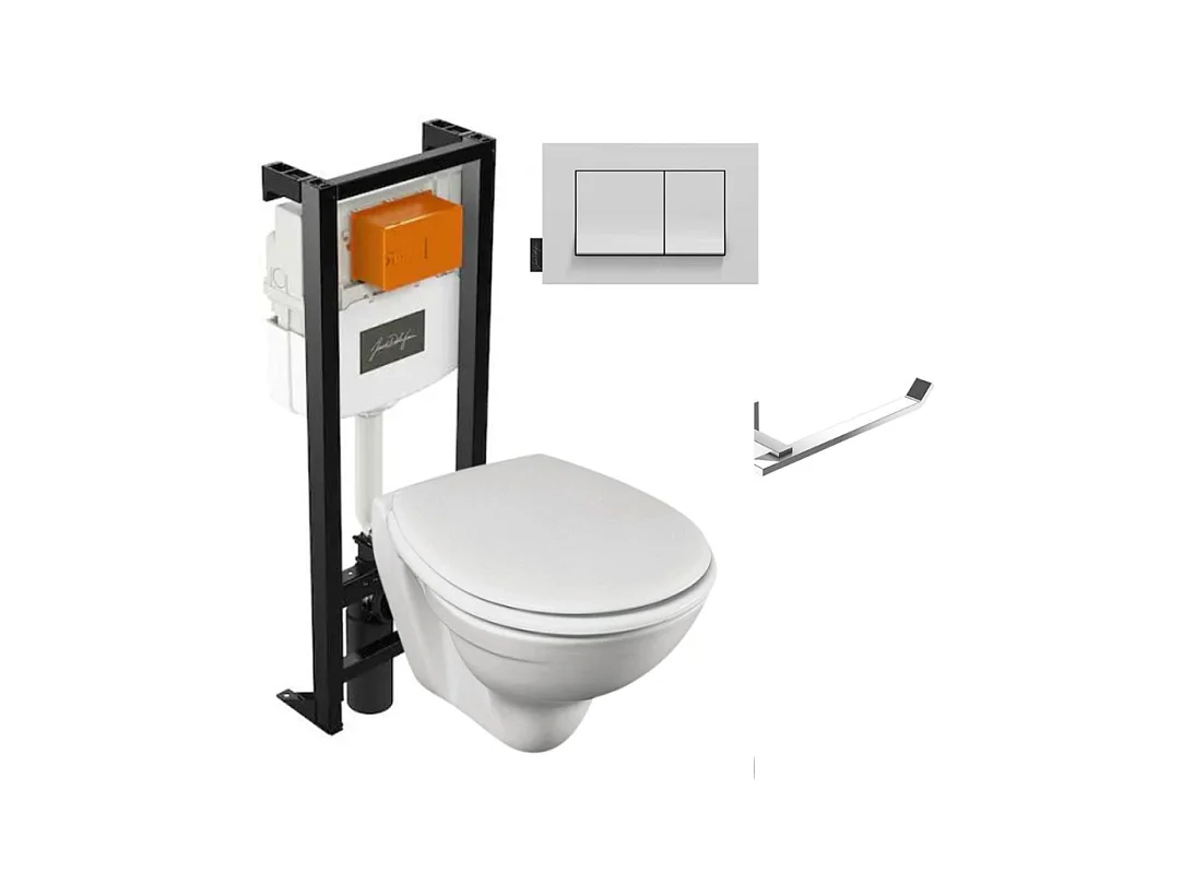 Pack WC suspendu sans bride JACOB DELAFON Patio + porte-rouleau Eo Moderne