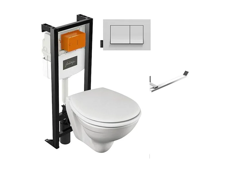 Pack WC suspendu sans bride JACOB DELAFON Patio + porte-rouleau Eo Moderne