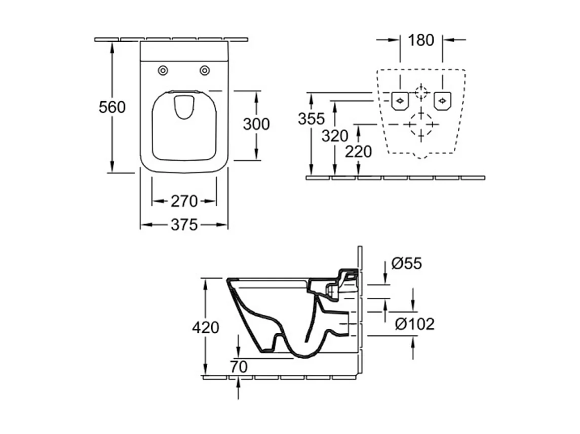 WC suspendu sans bride VILLEROY ET BOCH Finion avec abattant