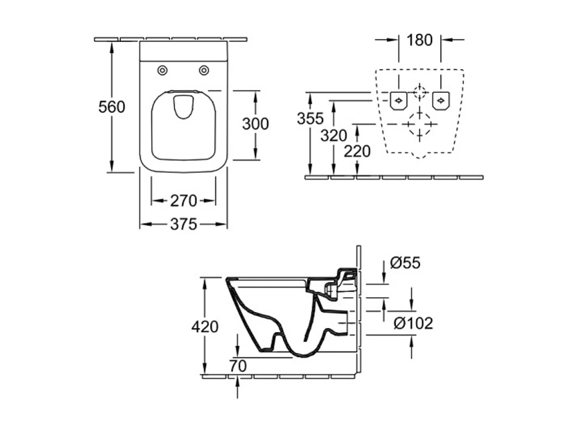 WC suspendu sans bride VILLEROY ET BOCH Finion avec abattant