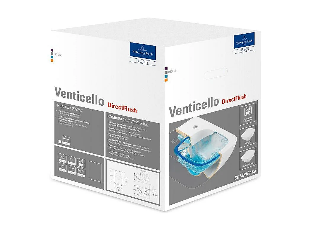 WC suspendu VILLEROY ET BOCH Venticello en Combi-pack abattant sandwich