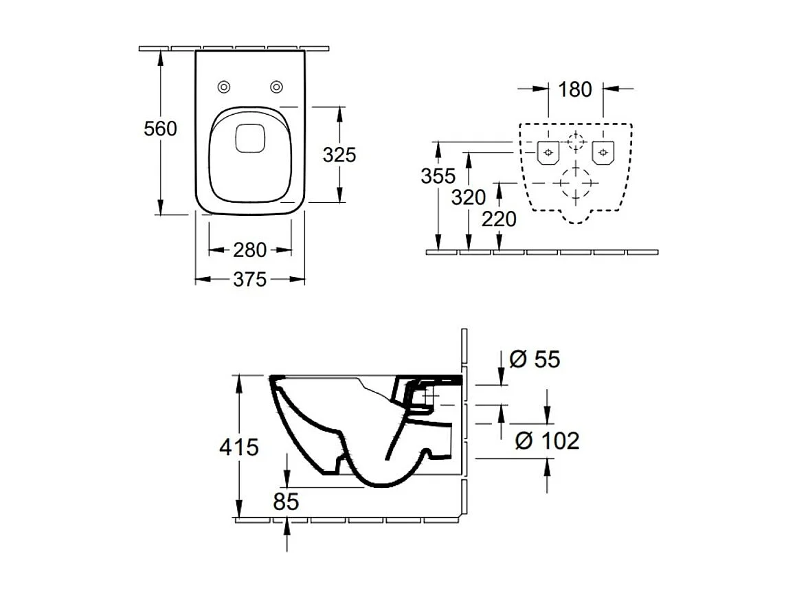 WC suspendu sans bride VILLEROY ET BOCH Venticello avec abattant slim à recouvrement