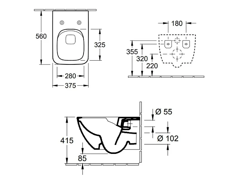 Cuvette WC suspendu sans bride VILLEROY & BOCH Venticello avec abattant frein de chute déclipable
