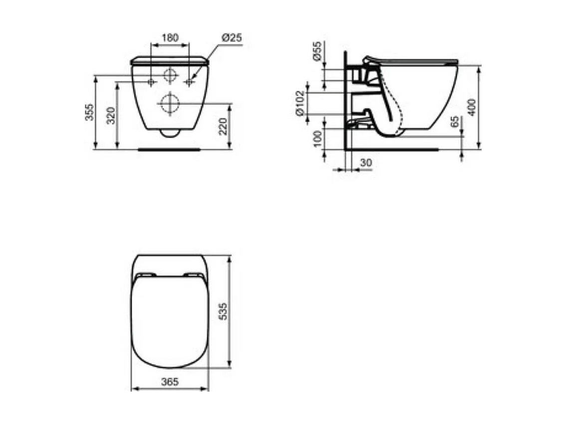 IDEAL STANDARD WC suspendu Tesi Aquablade avec abattant