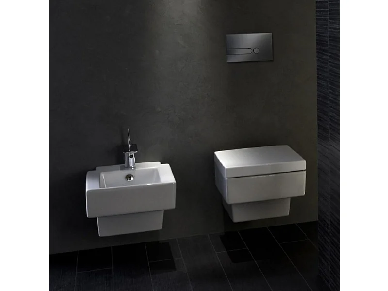 Pack WC suspendu JACOB DELAFON Terrace+ bâti-support + plaque Blanc brillant/Blanc mat + accessoires