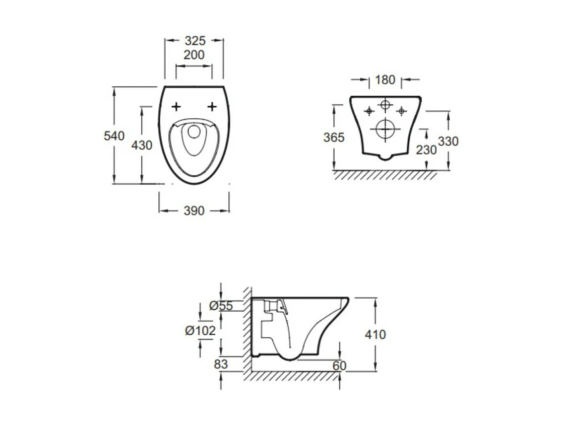 WC suspendu sans bride JACOB DELAFON Nouvelle Vague + abattant Economie d'eau